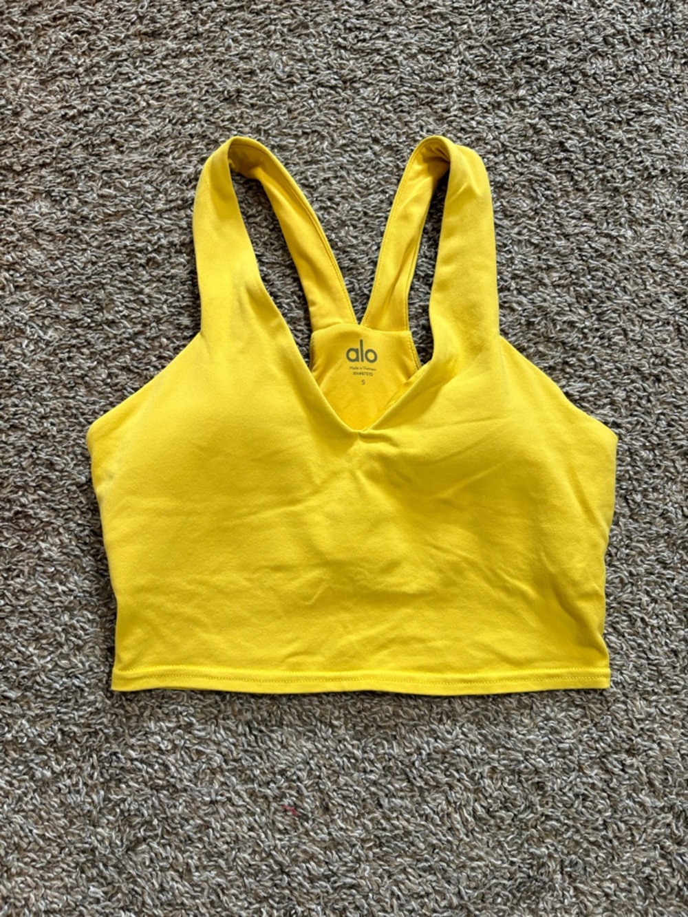 ALO Yoga Airbrush Real Tank Lemon Yellow Racerback Tank Top - Picture 6 of 10